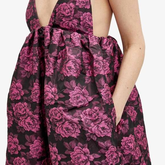 GANNI Botanical Mini Dress in vibrant Cone Flower 34 US 2 - Picture 4 of 4